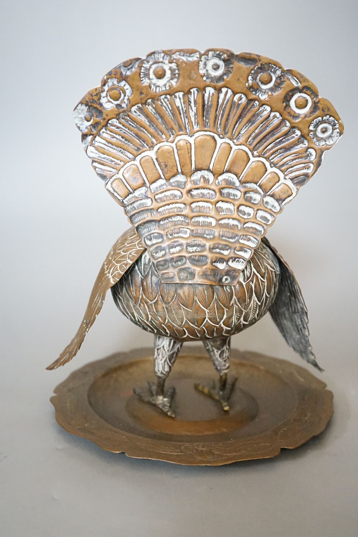 An ornate colonial Peruvian turkey censer, with cover, 28cm